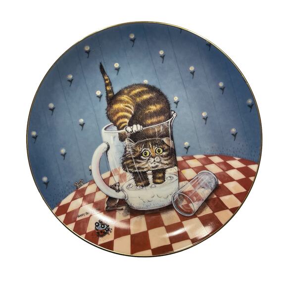 Gary Patterson Comical Cats Collector Plate 1996 Danbury Mint Curiosity Cat - Picture 1 of 3